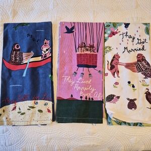 NWOT Anthropologie Fairytale Wedding Tea TowelDish Towel Set Of 3. Retired